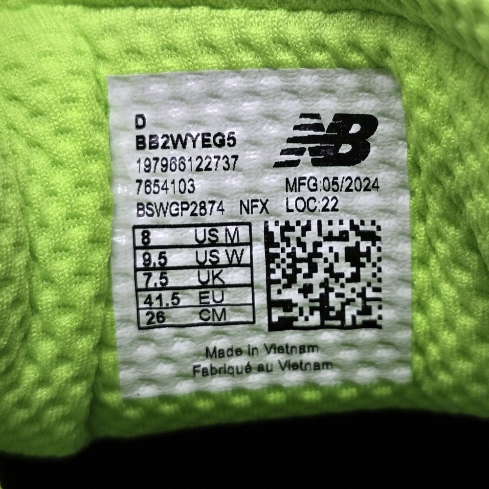 New Balance TWO WXY V5 Basketball Shoes Men's Size 8 BB2WYEG5 Lime Glo/Green New - Picture 4 of 10